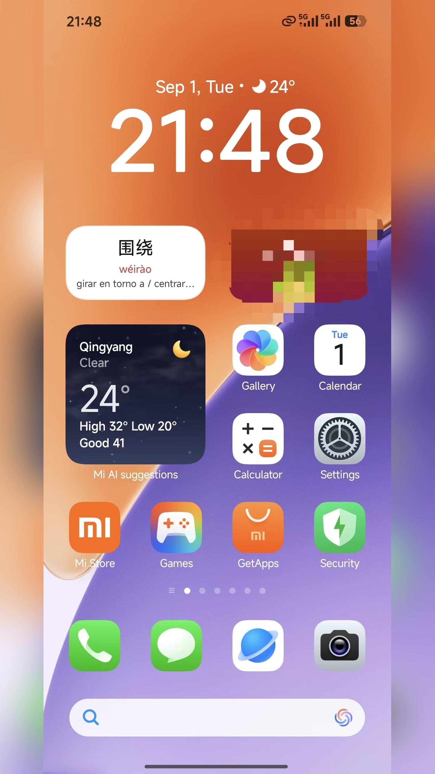 Widget de SanQ con la palabra del día en la pantalla de inicio
